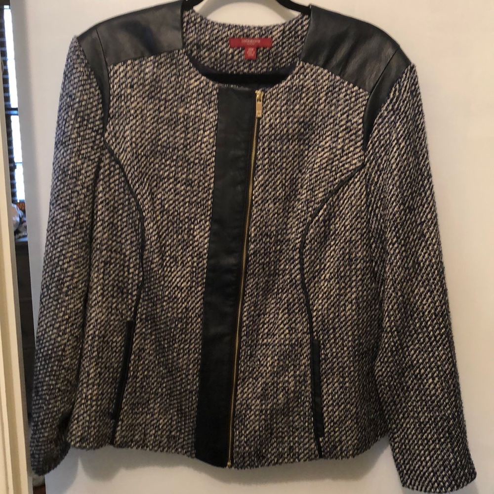 Liz Claiborne Navy Tweed and Faux Leather